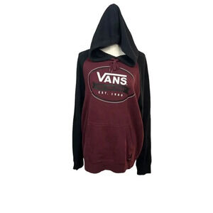 Vans Men's Large‎ Pullover Hoodie Burgundy/Black Long Sleeve Graphic Print